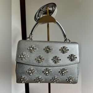 Michael Michael Kors silver leather bag with crystal flowers